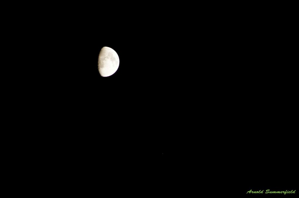 月の右下に土星